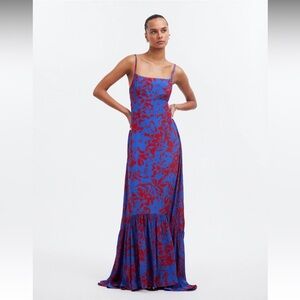 Madewell Empire-Waist Tank Maxi Dress in Exploded Red And Blue Floral